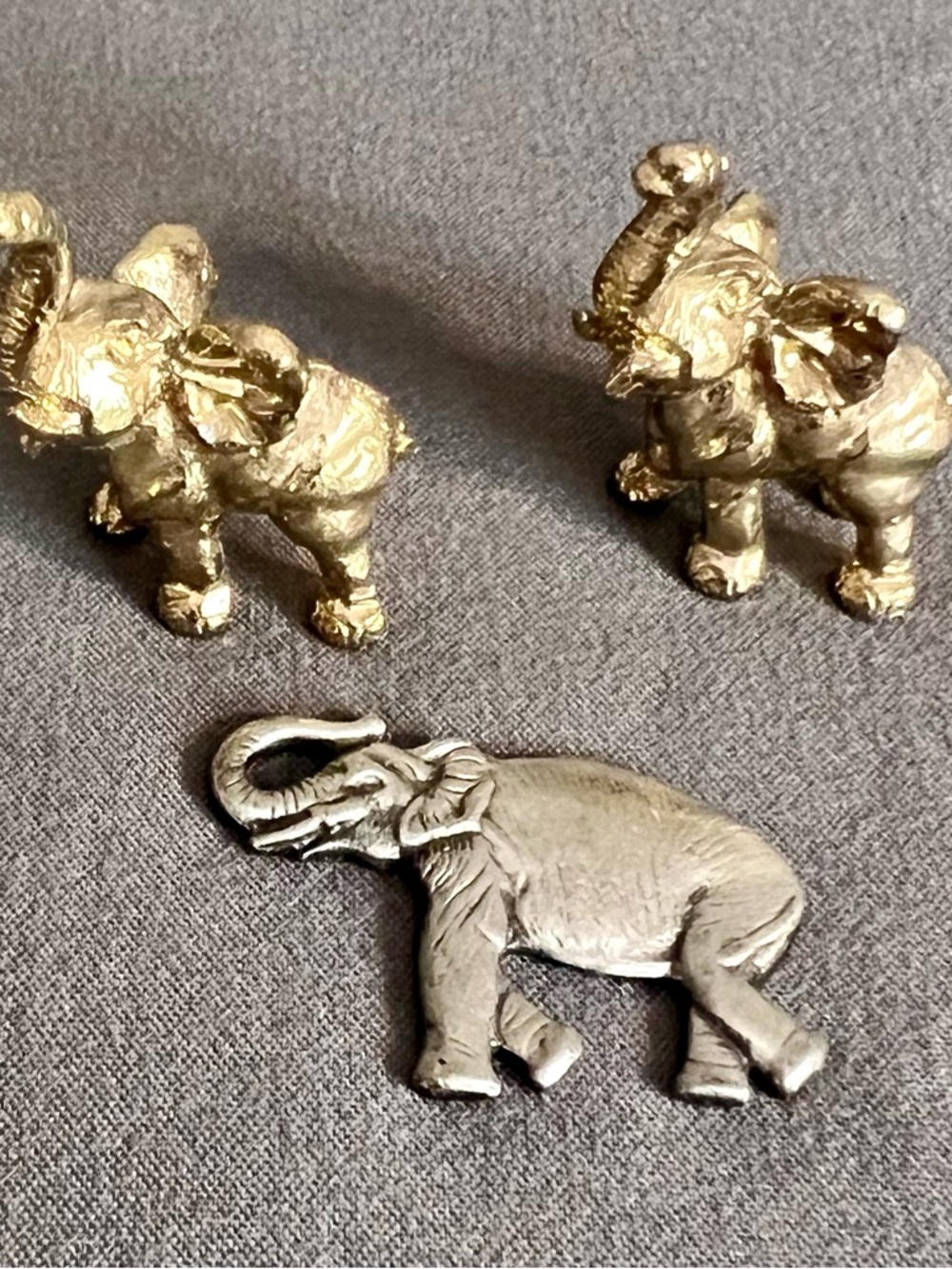 VTG Lot Of 3 Miniature Elephant Knick Knacks Brass & Pewter Collectibles